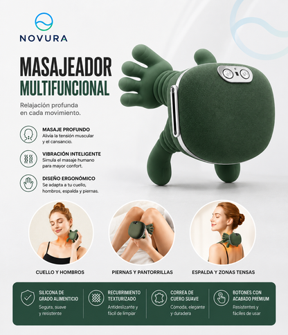 Masajeador Hombros Cuello Calor Terapia Ajustable Tipo Mano