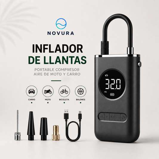 Inflador De Llantas Portable Compresor Aire De Moto Y Carro