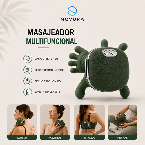 Masajeador Hombros Cuello Calor Terapia Ajustable Tipo Mano