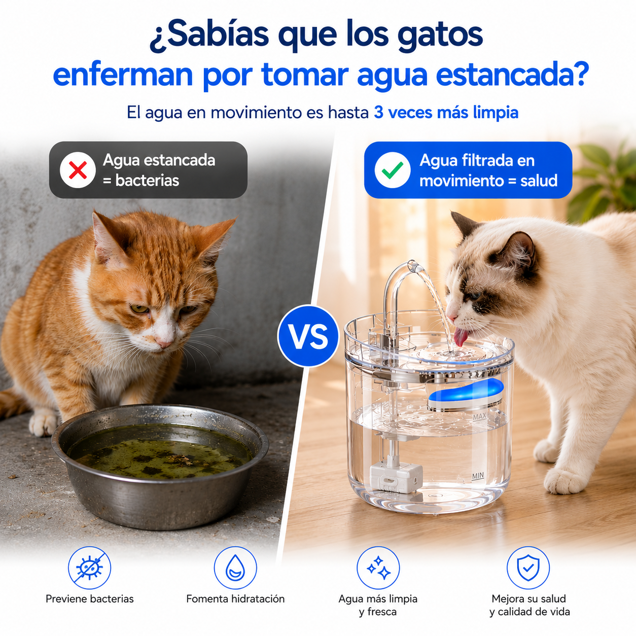 Bebedero, Fuente de Agua Inteligente para Perros y Gatos – Agua Fresca 24/7