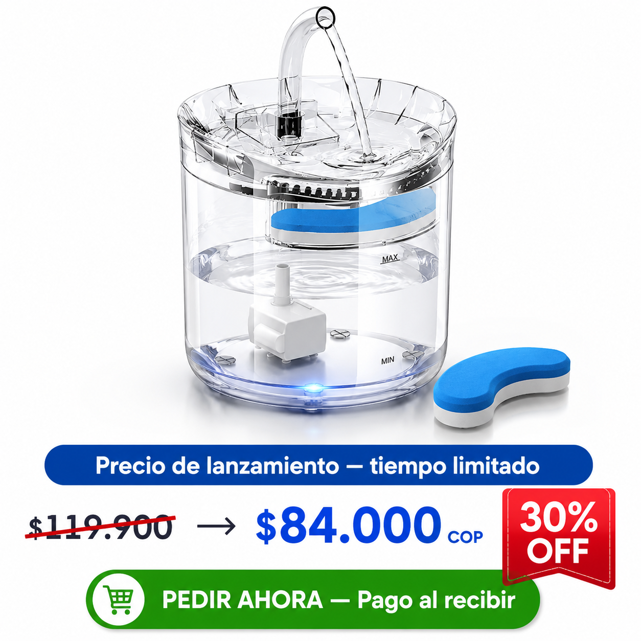Bebedero, Fuente de Agua Inteligente para Perros y Gatos – Agua Fresca 24/7