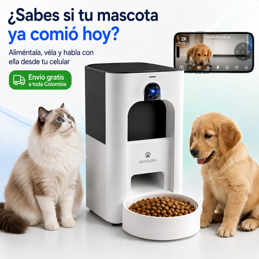 Dispensador Inteligente para Mascotas Cámara 2K, WiFi y Control desde tu Celular